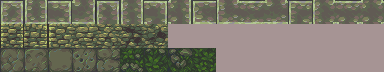 a pixel art tilesheet, giving versions of dungeon walls and floors