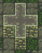 pixel art dungeon walls arranged in a plus sign shape