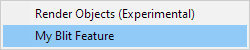 screenshot of a menu including the option 'My Blit Feature'